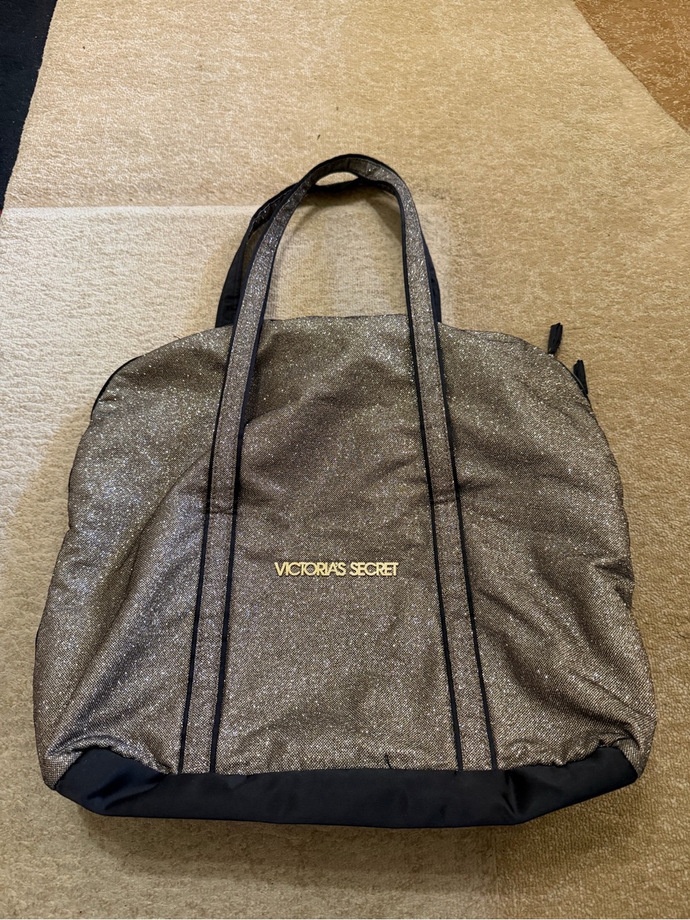 Victoria's Secret Glitter Tote in Metallic Gold and Black